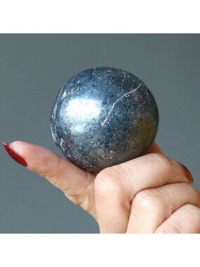Hematite Sphere Protection Au Natural Silver Crystal Ball Real Iron Stone Orbs